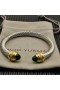 David Yurman Women ' s Classic Cablespira Manschette Armband Sterling Silber mit 18K Gelb Gold Und Dunklem Grün Diamanten 7mm