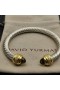 David Yurman Women ' s Classic Cablespira Manschette Armband Sterling Silber mit 18K Gelb Gold Mit Braunen Diamanten 7mm