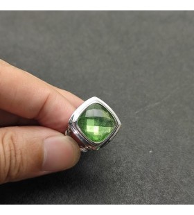 David Yurman 14MM Glatte Square Green Diamond Ring
