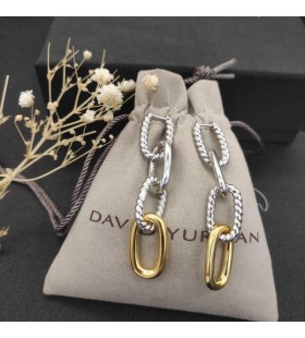 David Yurman Farbe-block Taste Hoop Ohrringe 18K Yellow Gold und Silber