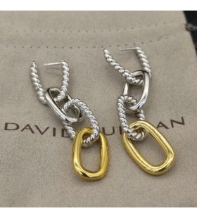 David Yurman Farbe-block Taste Hoop Ohrringe 18K Yellow Gold und Silber