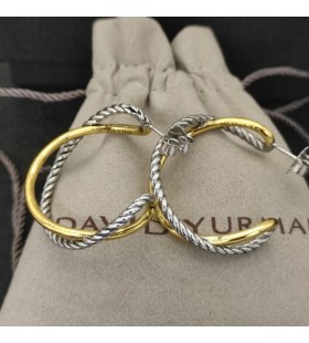 David Yurman Crossover Hoop Ohrringe Sterling Silber mit 18K Yellow Gold Sale 25mm