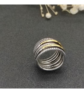 David Yurman Crossover Ring Sterling Silber mit 18K Gelbgold 17,8 mm