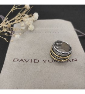 David Yurman Crossover Ring Sterling Silber mit 18K Gelbgold 17,8 mm