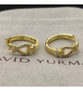 David Yurman Gelb Gold Buttonwire Hoop Ohrringe