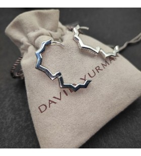 David Yurman Zig Zag Stax™ Hoop Ohrringe Sterling Silber mit Diamanten 22.8 mm