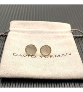 Petite DY Elemente Stud Ohrringe 18K Gelbgold mit Perlmutt und Diamanten 11mm