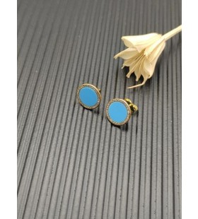 Petite DY Elemente Stud Ohrringe 18K Gelb Gold mit Türkis und Diamanten 11mm