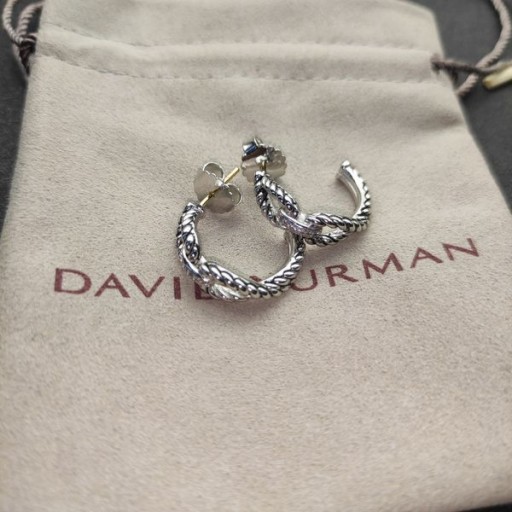 David Yurman Βρόχο Καλωδίων Hoop Σκουλαρίκια Ασημένια με Pavé Διαμάντια 22mm