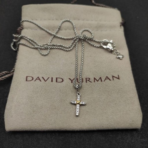 David Yurman Petite X Διαγώνιο Κρεμαστό κόσμημα Εξαιρετικό Ασημένιο με 18K Κίτρινο Χρυσό 19.5 mm