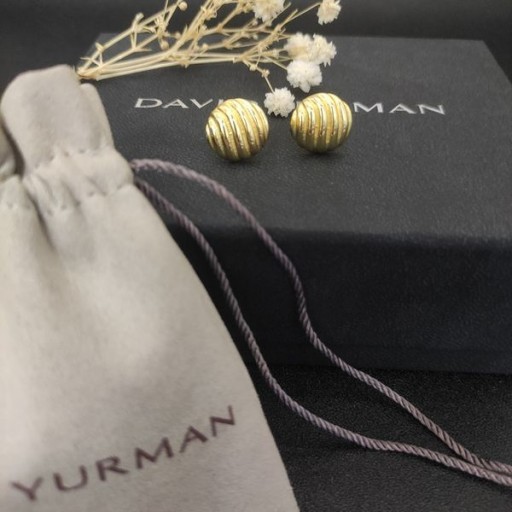 David Yurman Γλυπτά Καλώδιο Stud Σκουλαρίκια 18K Κίτρινο Χρυσό 14mm