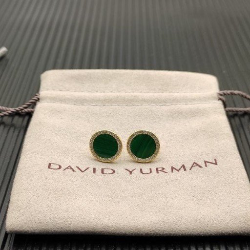 Petite DY Στοιχεία Stud Σκουλαρίκια 18K Κίτρινο Χρυσό με Μαλαχίτη και Διαμάντια 11mm