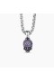 David Yurman Κρανίο Φυλαχτό Πλήρη Pavé Μωβ Ζαφείρια και 18K Λευκό Χρυσό 14mm