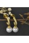 David Yurman Σολάρι Drop Σκουλαρίκια 18K Κίτρινο Χρυσό με Μαργαριτάρια και Διαμάντια 22mm