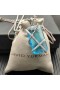 David Yurman γυναικεία Περικάλυμμα Καλωδίων Φυλαχτό Εξαιρετικό Ασημένιο με το Μπλε Κρυστάλλου και Διαμαντιών 32mm