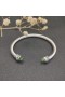 David Yurman γυναικεία Classic Cablespira Σφαλιάρα Βραχιόλι Ασημένιο με το Πράσινο Φως Διαμάντια 5mm
