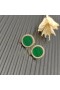 Petite DY Στοιχεία Stud Σκουλαρίκια 18K Κίτρινο Χρυσό με Μαλαχίτη και Διαμάντια 11mm