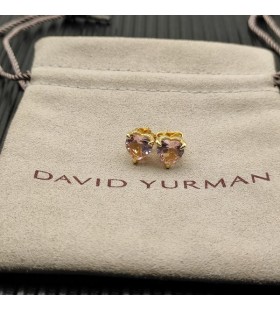 David Yurman πυργο-δέσποινα Σκουλαρίκια Στηριγμάτων Καρδιών 18K Κίτρινο Χρυσό με Morganite 8mm