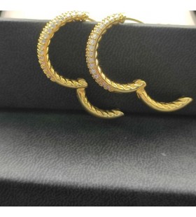 DY Mercer Hoop Σκουλαρίκια 18K Κίτρινο Χρυσό με Διαμάντια 25.4 mm