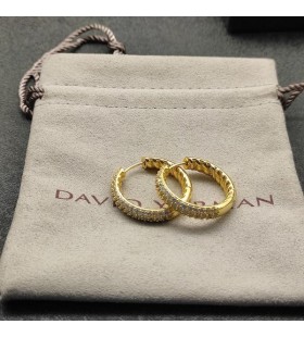 DY Mercer Hoop Σκουλαρίκια 18K Κίτρινο Χρυσό με Διαμάντια 25.4 mm