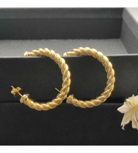 David Yurman Γλυπτά Καλώδιο Hoop Σκουλαρίκια 18K Κίτρινο Χρυσό 40mm