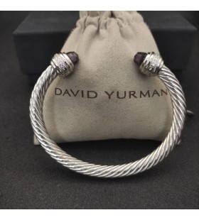 David Yurman γυναικεία Classic Καλώδιο Σφαλιάρα Βραχιόλι Ασημένιο με Αμέθυστο και Διαμάντια 7mm