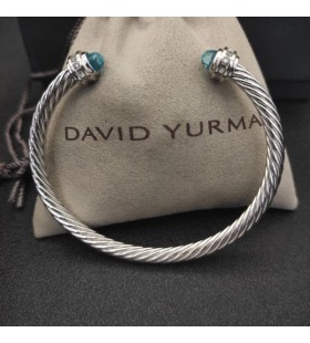 David Yurman γυναικεία Classic Καλώδιο Σφαλιάρα Βραχιόλι Ασημένιο με Μπλε Διαμάντια 5mm