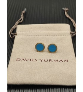Petite DY Στοιχεία Stud Σκουλαρίκια 18K Κίτρινο Χρυσό με Τυρκουάζ και Διαμάντια 11mm